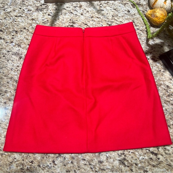 J. CREW Poppy Red RUFFLE MINI SKIRT IN DOUBLE-SERGE WOOL A-Line 4 - Picture 4 of 9